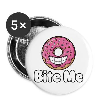 Bite Me Donut Grinsen - Buttons groß 56 mm (5er Pack) - Weiß - Vorne