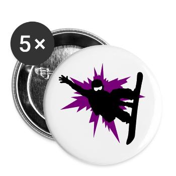 Planche à neige - Lot de 5 grands badges (56 mm) - blanc - Devant