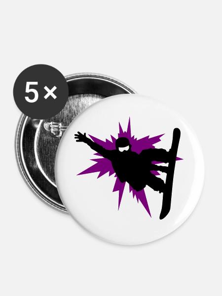 Snowboarding - Buttons groß 56 mm (5er Pack) - Weiß