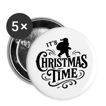 Christmas time Xmas weihnachten rock'n roll Santa  - Buttons groß 56 mm (5er Pack) - Weiß - Vorne