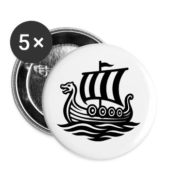 Viking Ship Dragon Boat Viking - Buttons large 2.2''/56 mm (5-pack) - white - Front