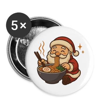 Santa Claus with noodles ramen kawaii - Buttons large 2.2''/56 mm (5-pack) - white - Front