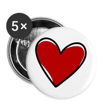 Herzen Liebe Symbol - Buttons groß 56 mm (5er Pack) - Weiß - Vorne