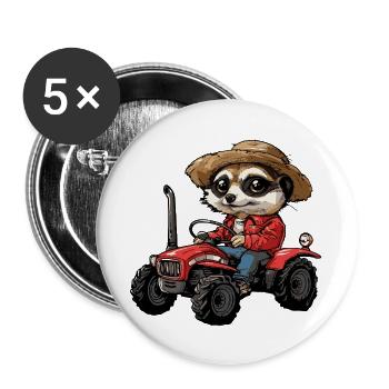Fermier de tracteurs suricates - Lot de 5 grands badges (56 mm) - blanc - Devant