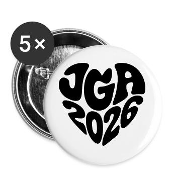 Jga 2026 Herz Form Herzform - Buttons groß 56 mm (5er Pack) - Weiß - Vorne