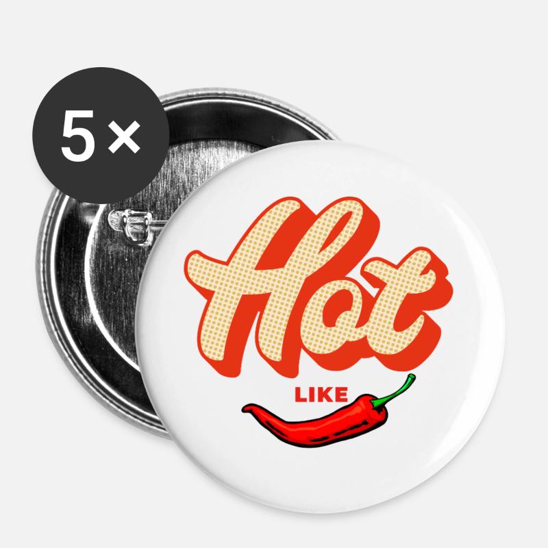 Hot Like Chili – Retro Spiciness - Buttons large 2.2''/56 mm (5-pack) - white