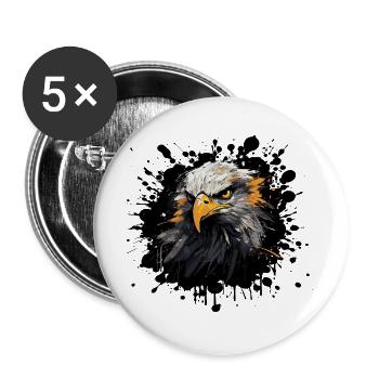 Adlerkopf Farb Splash - Buttons groß 56 mm (5er Pack) - Weiß - Vorne
