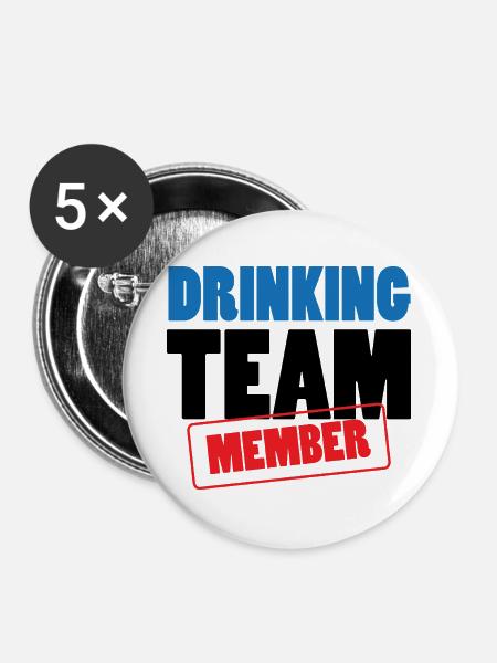 Mitglied des Trinkteams / Alkohol - Buttons groß 56 mm (5er Pack) - Weiß