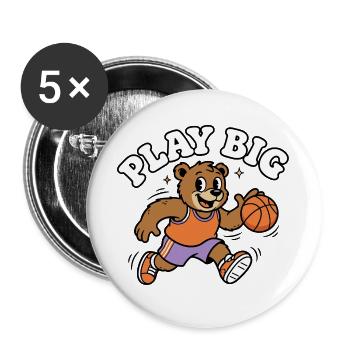 Play Big Bär Basketball - Buttons groß 56 mm (5er Pack) - Weiß - Vorne