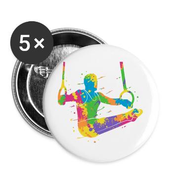 Gymnastes Gymnastique Colorée Ring Gymnastique Gymnastique Garçons - Lot de 5 grands badges (56 mm) - blanc - Devant