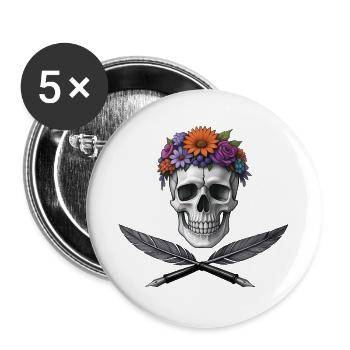 PIRATE-POET – dunkle Hölle - Buttons groß 56 mm (5er Pack) - Weiß - Vorne