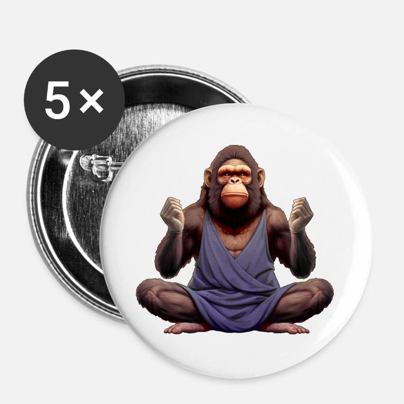Yoga Monkeys - Buttons large 2.2''/56 mm (5-pack) - white