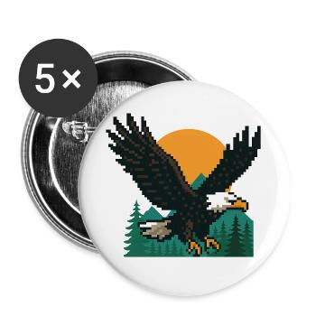 Eagle Pixel – Sunset in the mountains - Buttons large 2.2''/56 mm (5-pack) - white - Front