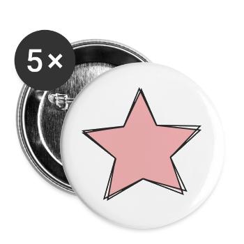 Pink Star Design - Buttons large 2.2''/56 mm (5-pack) - white - Front