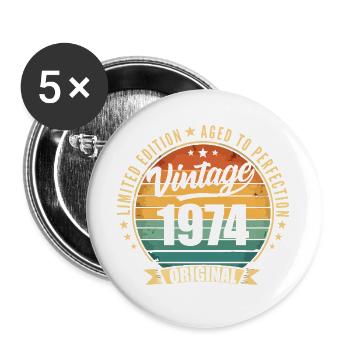 Vintage 1974 Anniversary Limited Edition 1974 - Buttons groß 56 mm (5er Pack) - Weiß - Vorne
