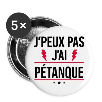 Ich kann nicht. Ich habe Pétanque. Humor. Pétanque. - Buttons groß 56 mm (5er Pack) - Weiß - Vorne