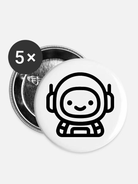 Astronaut - Buttons groß 56 mm (5er Pack) - Weiß