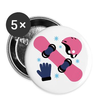 Glam Skate Pink und Blauer Helm - Buttons groß 56 mm (5er Pack) - Weiß - Vorne