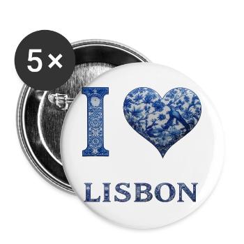 Lisbonne – Architecture en bleu - Lot de 5 grands badges (56 mm) - blanc - Devant