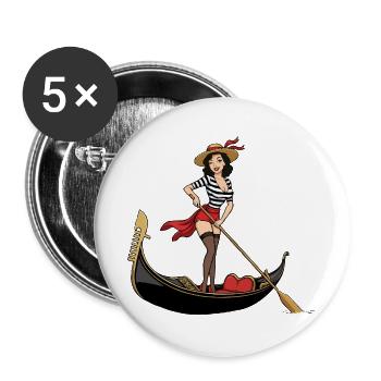 Italy Venice gondola pinup - Buttons large 2.2''/56 mm (5-pack) - white - Front