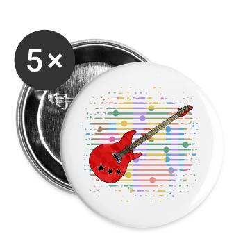 Gitarre - Buttons groß 56 mm (5er Pack) - Weiß - Vorne