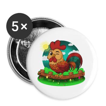 Farm Hahn in the sunshine - Buttons large 2.2''/56 mm (5-pack) - white - Front
