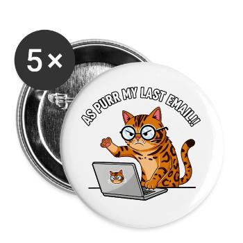 Chat de bureau en colère ronronne Mon dernier e-mail - Lot de 5 grands badges (56 mm) - blanc - Devant