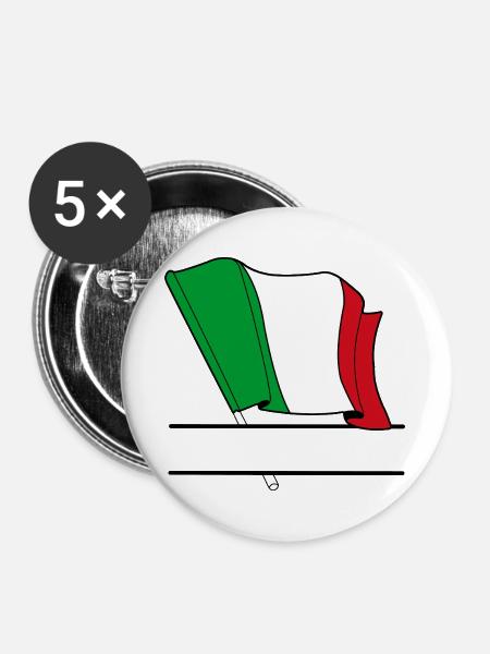 Italienische Flagge – Namensraum - Buttons groß 56 mm (5er Pack) - Weiß