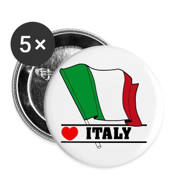 Italy Flag with Heart - Buttons large 2.2''/56 mm (5-pack) - white - Front