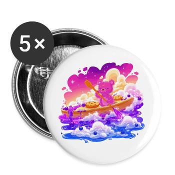 Colorful teddy boat in the sea of clouds - Buttons large 2.2''/56 mm (5-pack) - white - Front