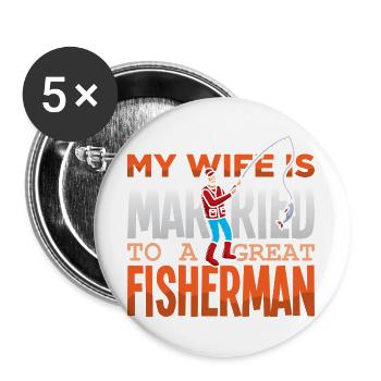 Angler Fisherman Petri Disciple Saying Fishing Funny - Buttons large 2.2''/56 mm (5-pack) - white - Front