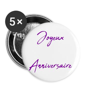 VALENTINE'S DAY. HAPPY BIRTHDAY - Buttons large 2.2''/56 mm (5-pack) - white - Front