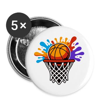 Rainbow Splash Basketballkorb - Buttons groß 56 mm (5er Pack) - Weiß - Vorne