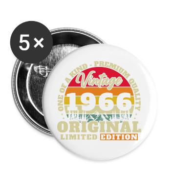 1966 Vintage Rétro Cadeau D'anniversaire - Lot de 5 grands badges (56 mm) - blanc - Devant