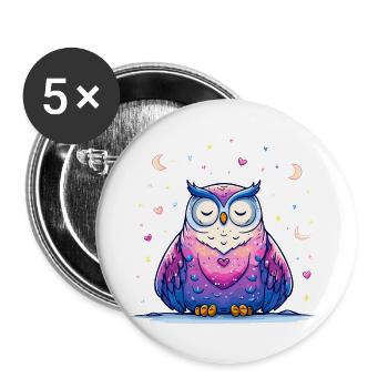 Amour de la chouette au clair de lune - Lot de 5 grands badges (56 mm) - blanc - Devant