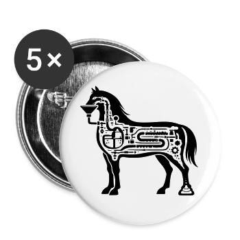 Horse Digestion - Buttons large 2.2''/56 mm (5-pack) - white - Front