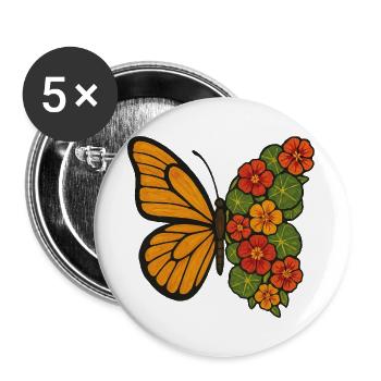 Butterfly Bloom Split - Buttons groß 56 mm (5er Pack) - Weiß - Vorne
