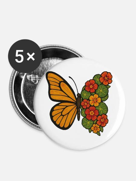 Butterfly Bloom Split - Buttons groß 56 mm (5er Pack) - Weiß