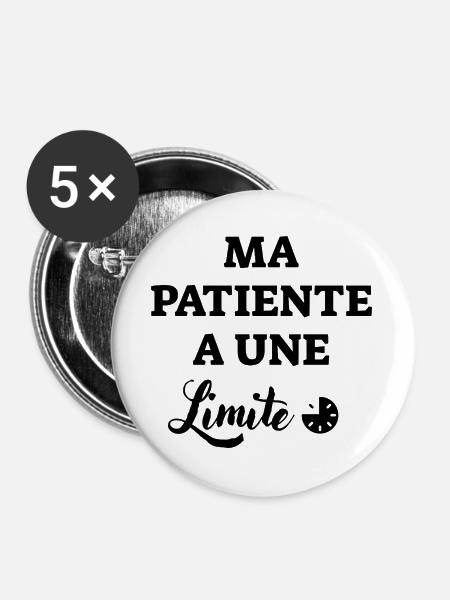 Mein Patient hat eine Grenze - Buttons groß 56 mm (5er Pack) - Weiß