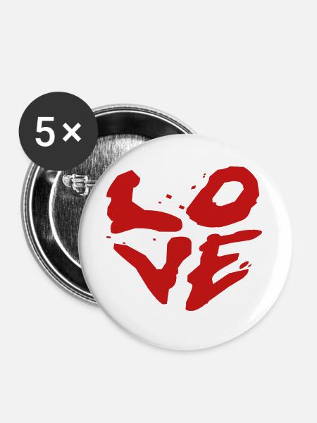 Liebe Pinselstil - Street Art - Buttons groß 56 mm (5er Pack) - Weiß