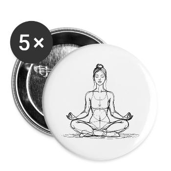 Lineart Yoga Meditation Lotus Pose - Buttons large 2.2''/56 mm (5-pack) - white - Front