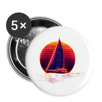 Retro Segeln - Buttons groß 56 mm (5er Pack) - Weiß - Vorne