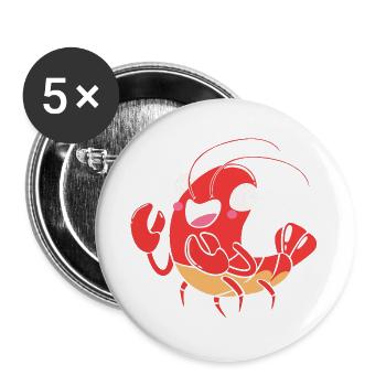 Hummer Meeresfrüchte Maine Lobster Languste - Buttons groß 56 mm (5er Pack) - Weiß - Vorne