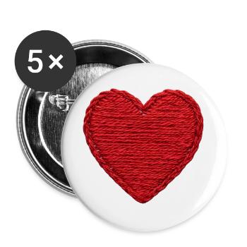 Heart in embroidered look (printed) - Buttons large 2.2''/56 mm (5-pack) - white - Front
