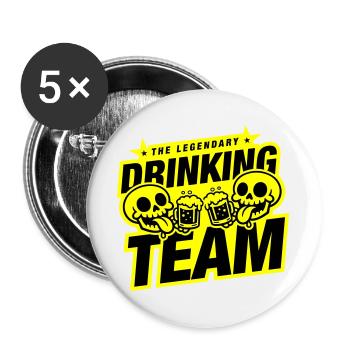 Drinking Team Skelett Bier - Buttons groß 56 mm (5er Pack) - Weiß - Vorne