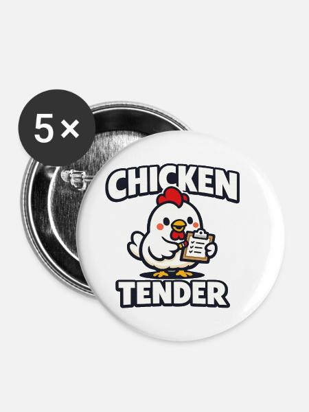 Chicken Tender - Buttons groß 56 mm (5er Pack) - Weiß
