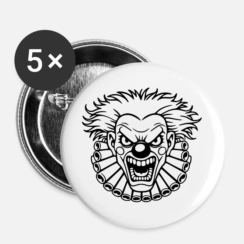 Wicked Clown - Buttons large 2.2''/56 mm (5-pack) - white