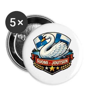 Suomi – Joutsen - Buttons large 2.2''/56 mm (5-pack) - white - Front