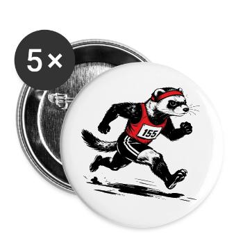 Running ferret in red - Buttons large 2.2''/56 mm (5-pack) - white - Front