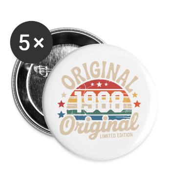 1988 Vintage Édition limitée Cadeau 1988 - Lot de 5 grands badges (56 mm) - blanc - Devant